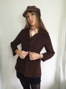 70s brown suede buttoned jacket
