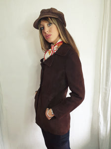 70s brown suede buttoned jacket